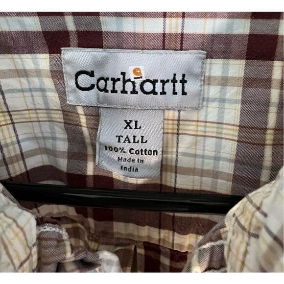 Men’s Carhartt Plaid Short Sleeve Button Up Shirt - Picture 3 of 5